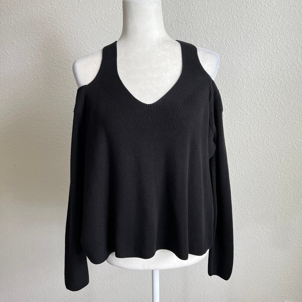 MM6 Maison Margiela Black Cold Shoulder Knit Sweater Women's M Relaxed Casual